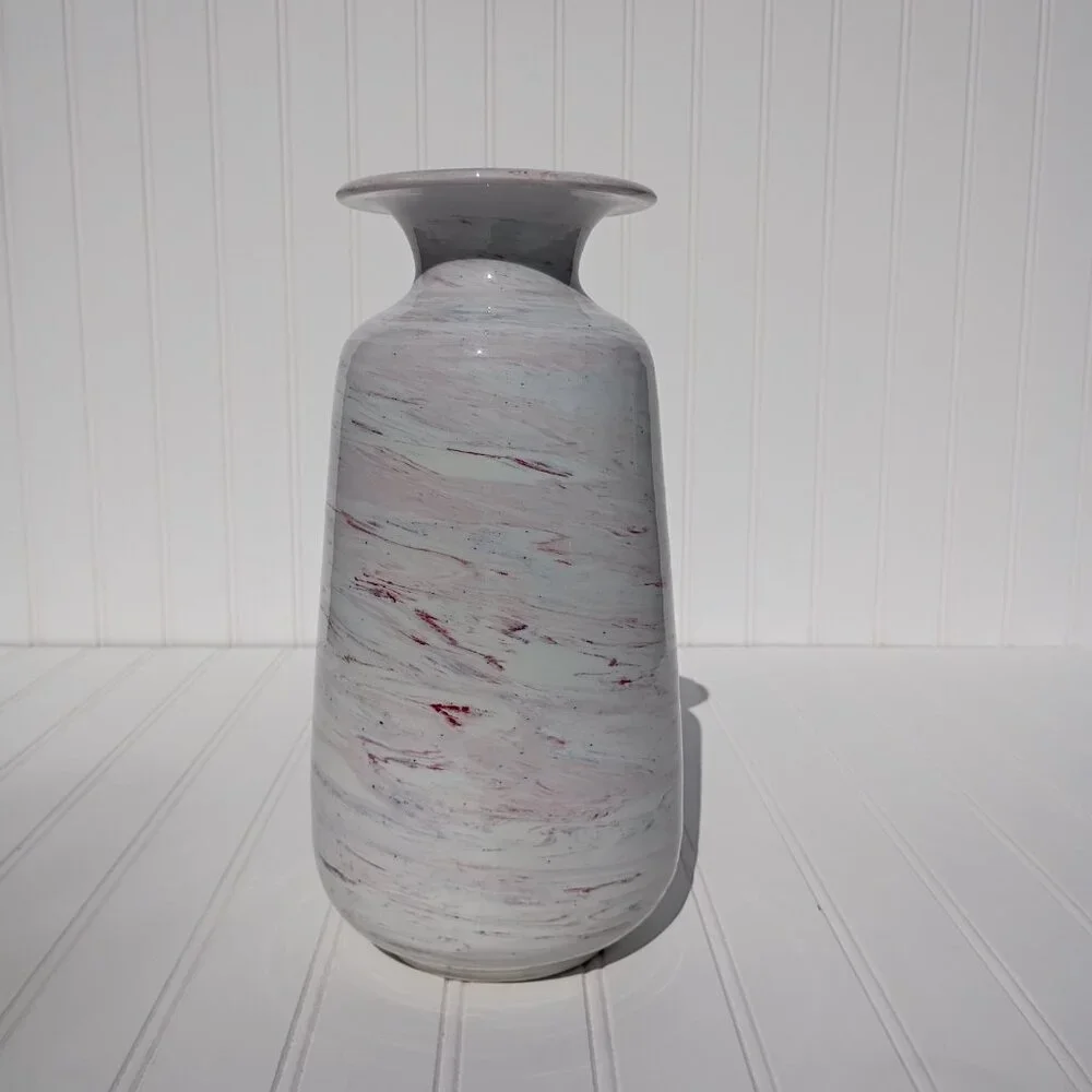 Vintage Italian Pottery Vase 11.25” Mid Century Modern Marbled Scavo Bitossi MCM